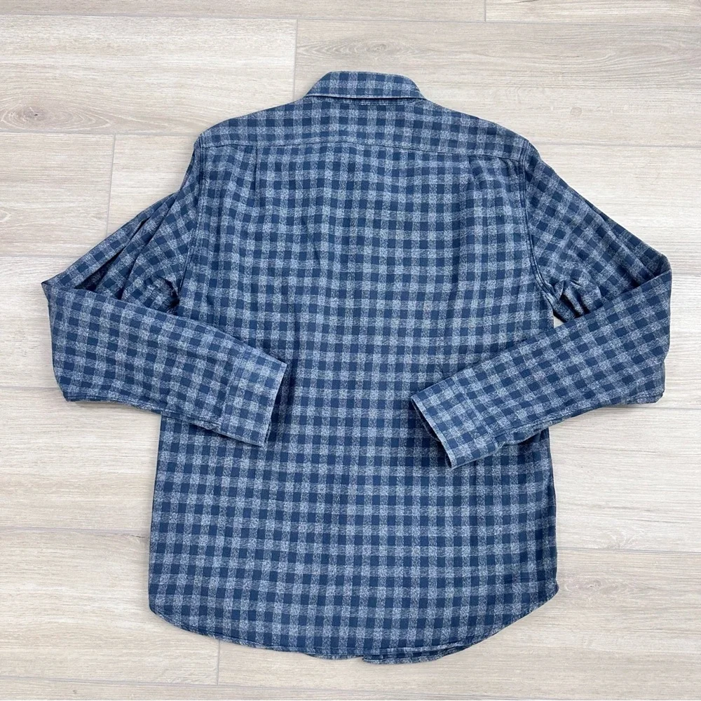 J.Crew slim collared button down shirt navy blue grey check flannel medium